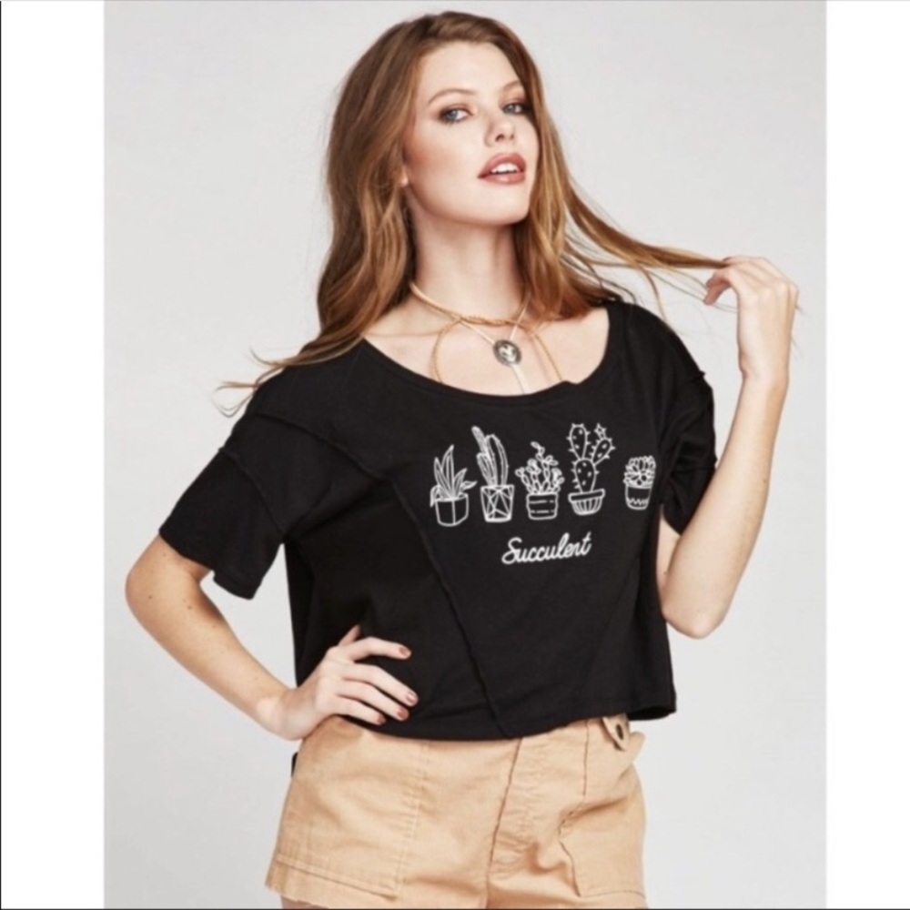 Wildfox Black Succulent Graphic Tee